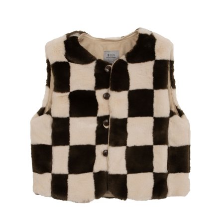 아동 카키 베이지 패턴 에코퍼 베스트