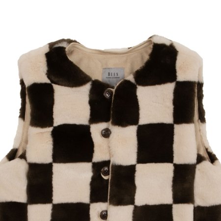 아동 카키 베이지 패턴 에코퍼 베스트