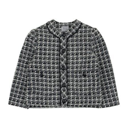 아동 블랙 그레이 울 체크패턴 자켓
