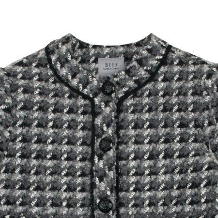 아동 블랙 그레이 울 체크패턴 자켓