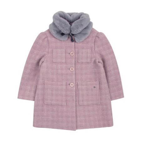 여아 바이올렛 트위드 퍼카라 코트