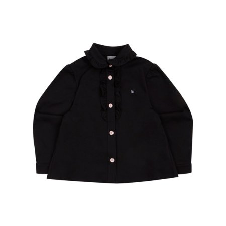 블랙 다이마루 카라 블라우스