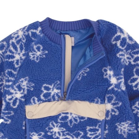 블루 플라워 보아 아노락 원피스