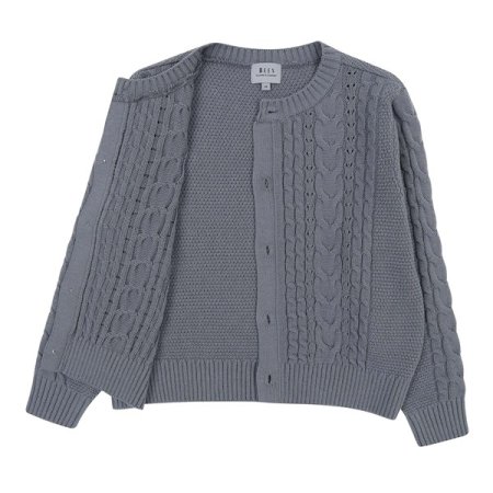 그레이 케이블 니트 가디건