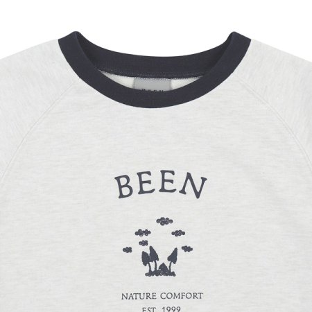 아이보리 멜란지 6부 맨투맨 티셔츠