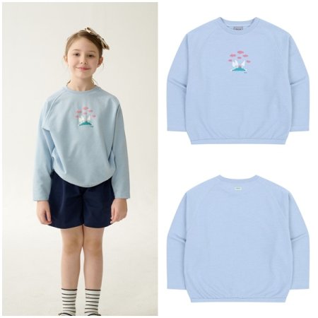 스카이블루 라운드 긴팔 티셔츠