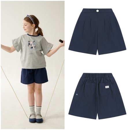 네이비 져지 주름 반바지