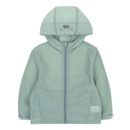 카키 후드 윈드브레이커 점퍼