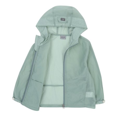 카키 후드 윈드브레이커 점퍼