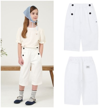 화이트 배럴핏 8부 바지