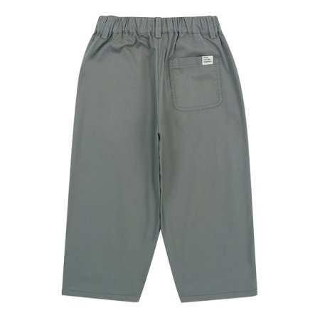카키 8부 면스판 배기팬츠