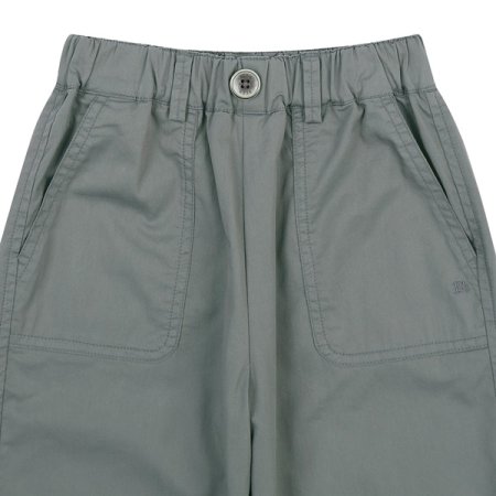 카키 8부 면스판 배기팬츠