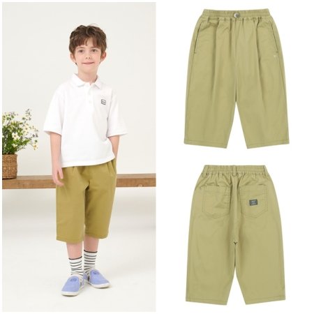 그린 7부 면 스판 팬츠