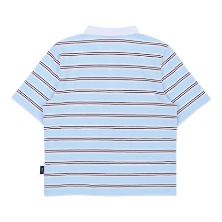 블루브라운 스트라이프 카라 티셔츠