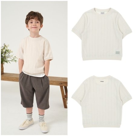 아이보리 라운드 니트티셔츠