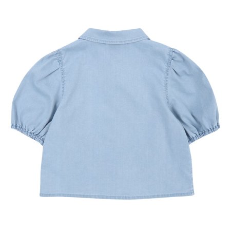 스카이 블루 워싱 데님 블라우스