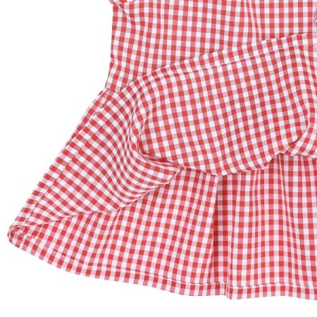 레드 고방체크 리본 블라우스