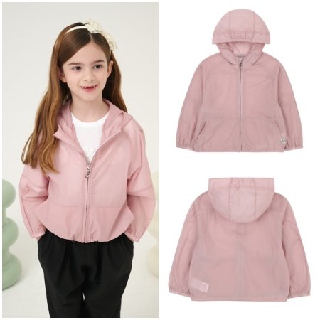 핑크 후드 윈드브레이커 점퍼