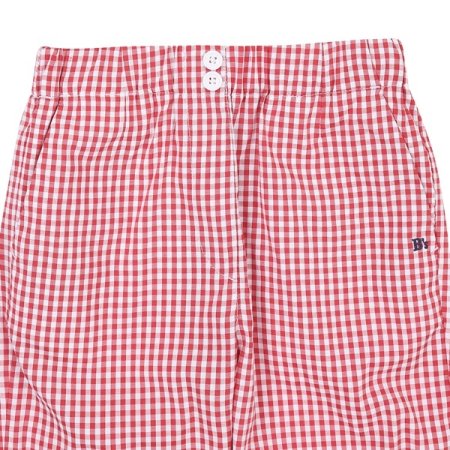 레드 고방체크 일자 팬츠