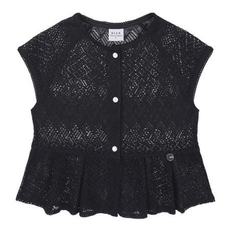 블랙 레이스 베스트 블라우스