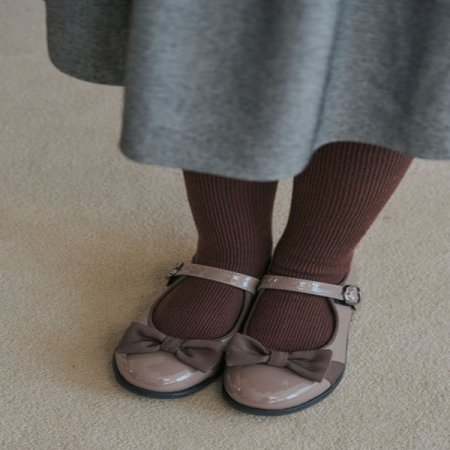 여아 브라운 리본 구두