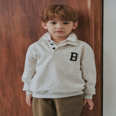 멜란지 카라 맨투맨 티셔츠