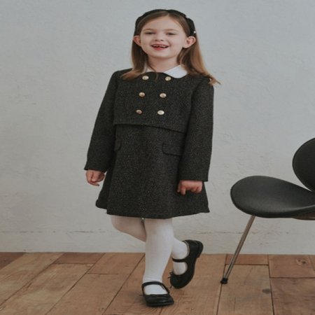 블랙 트위드 레이어드 원피스