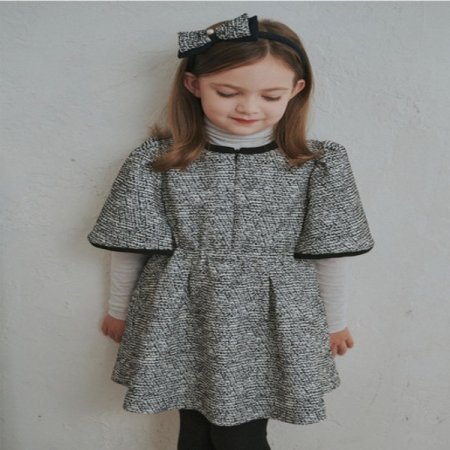 블랙 트위드 케이프 원피스