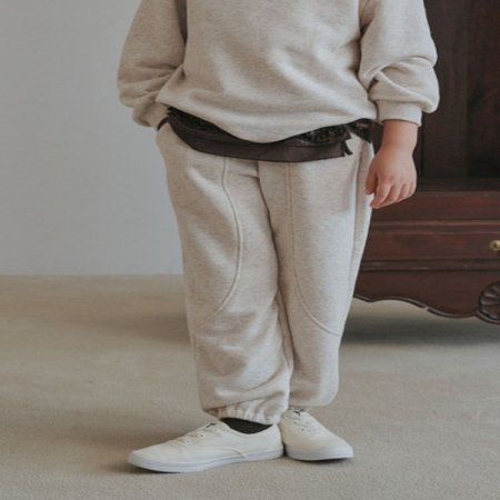 베이지 다이마루 조거 팬츠