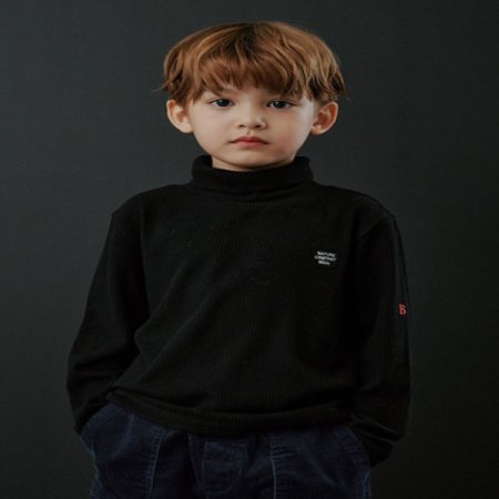 블랙 골지 풀오버 티셔츠