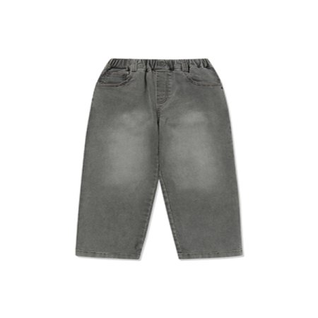 그레이 워싱 배럴 데님 팬츠