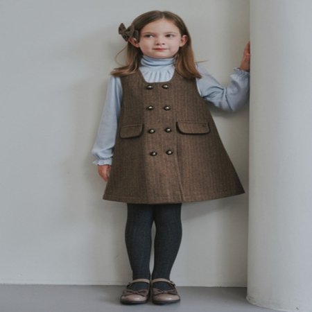 브라운 해링본 점퍼 스커트 원피스