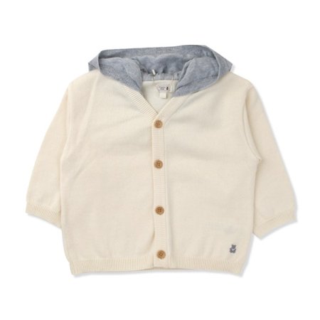 배색후드긴소가디건