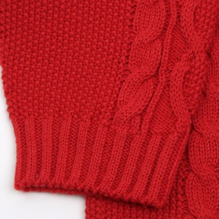 레드니트꽈배기가디건