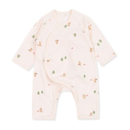 미니 베어 트리 프린트 워니 핑크 배내가운