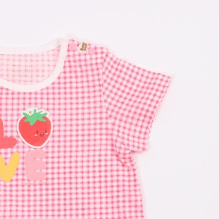 핑크하트체크반소바디수트