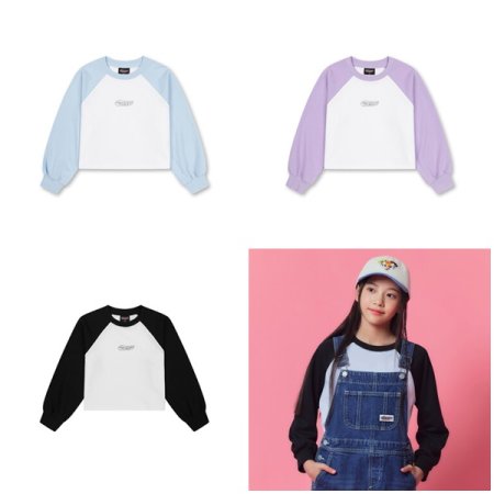 탑텐키즈 파워퍼프걸 라글란 크롭 스웨트셔츠