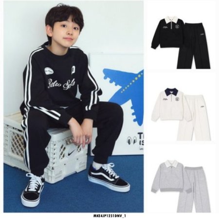 탑텐키즈 테마 클래식캠퍼스 테리 테이프 셋업