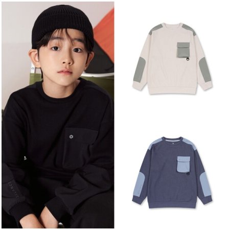 남아 밸런스 와플지 포켓 스웨트셔츠