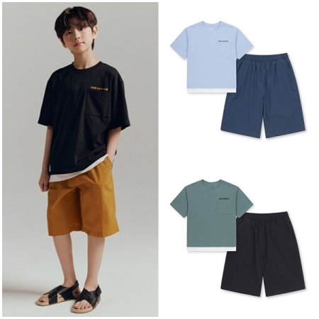  쿨에어 코튼 포켓티 화섬 쇼츠셋업