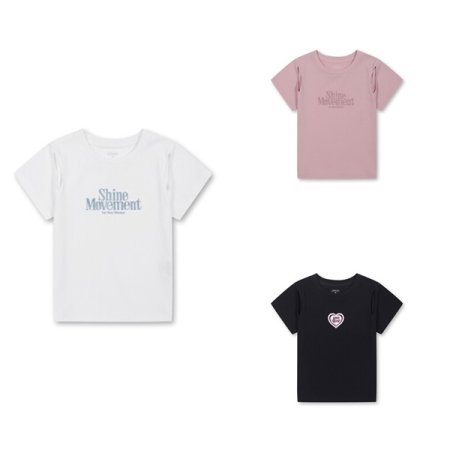 여아 코튼 스판 컷아웃 반팔티