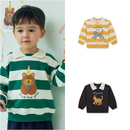 공용 유아 카라 스웨트셔츠