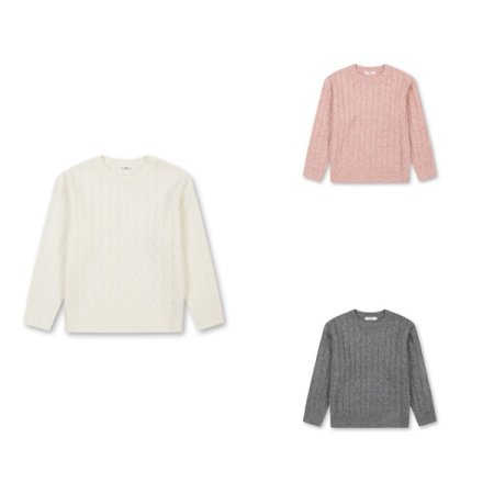 공용 울블렌드 케이블 풀오버 스웨터