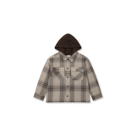 공용) 플란넬 후드 패딩 셔켓