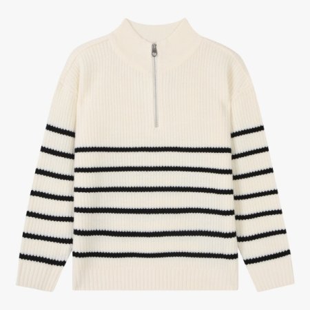 반집업 꽈배기 스웨터 티셔츠