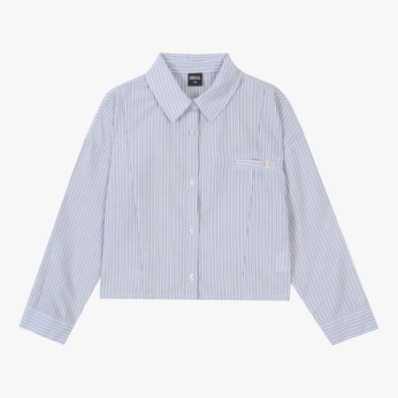 스트라이프 크롭셔츠