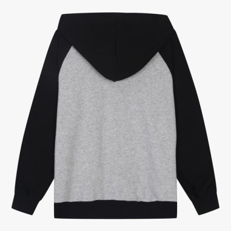 배색 래글런 후드집업