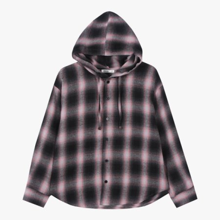 플란넬 후드 체크 남방 