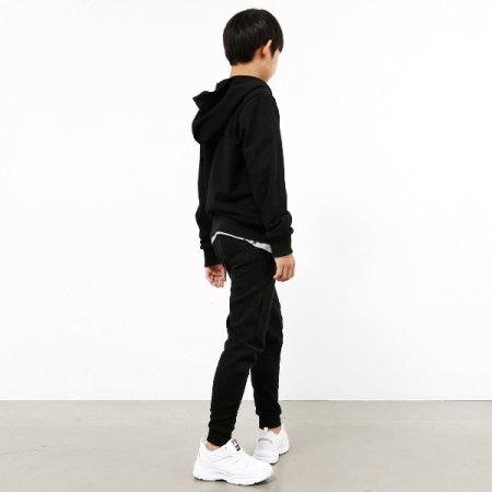 키즈 기본 로고 후드 집업 블랙