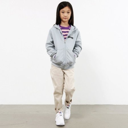 키즈 기본 로고 후드 집업 민트